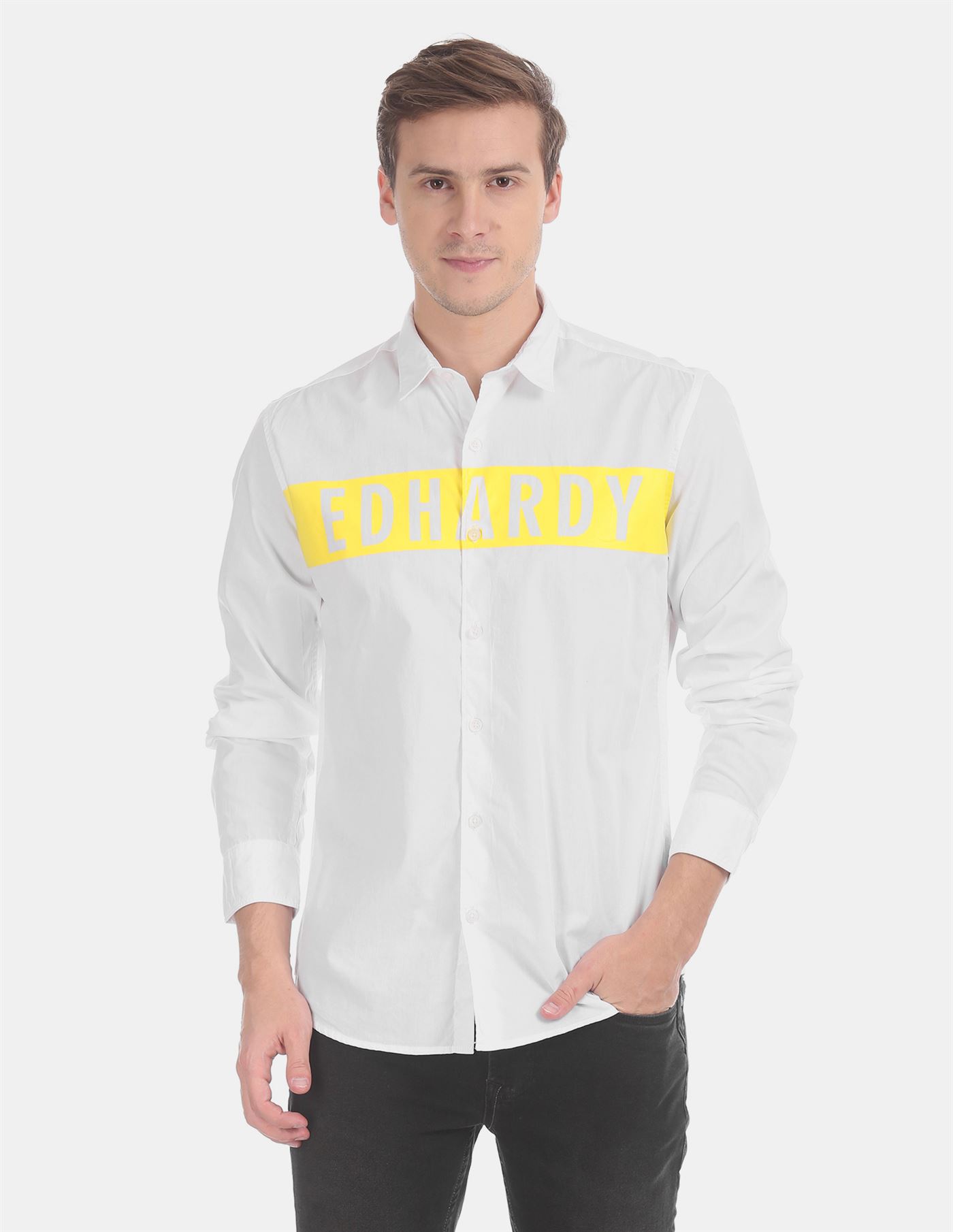 Ed Hardy Men Casual Wear White Shirt